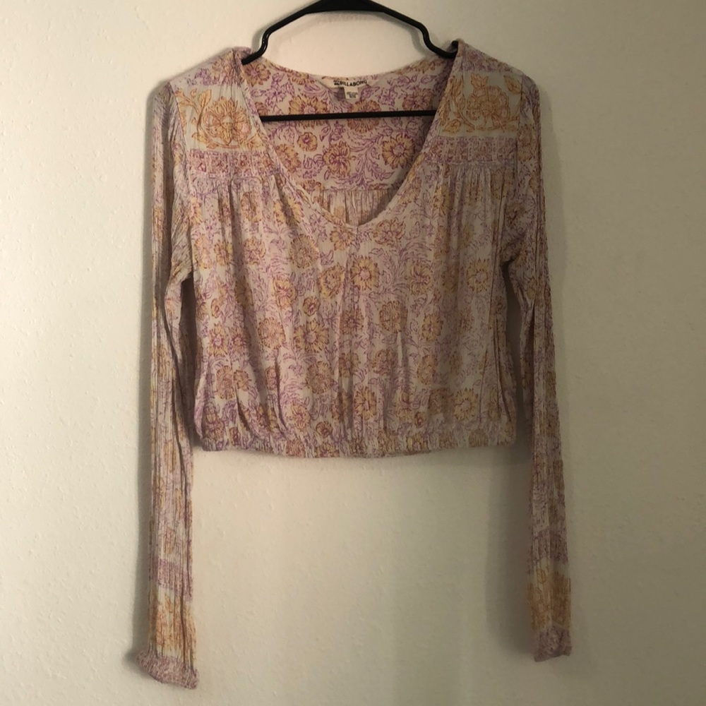 Billabong White Floral Long Sleeve Top